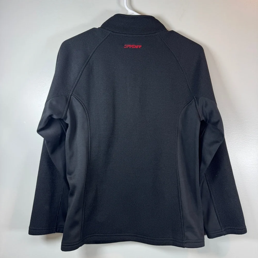 Spyder Boys 14/16 Black Red Quarter Zip Fleece Pullover Jacket Waffle Athleisure